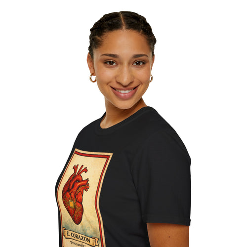 Anatomical Heart Lotería Tee — "El Corazón" Vintage Card Graphic T-Shirt
