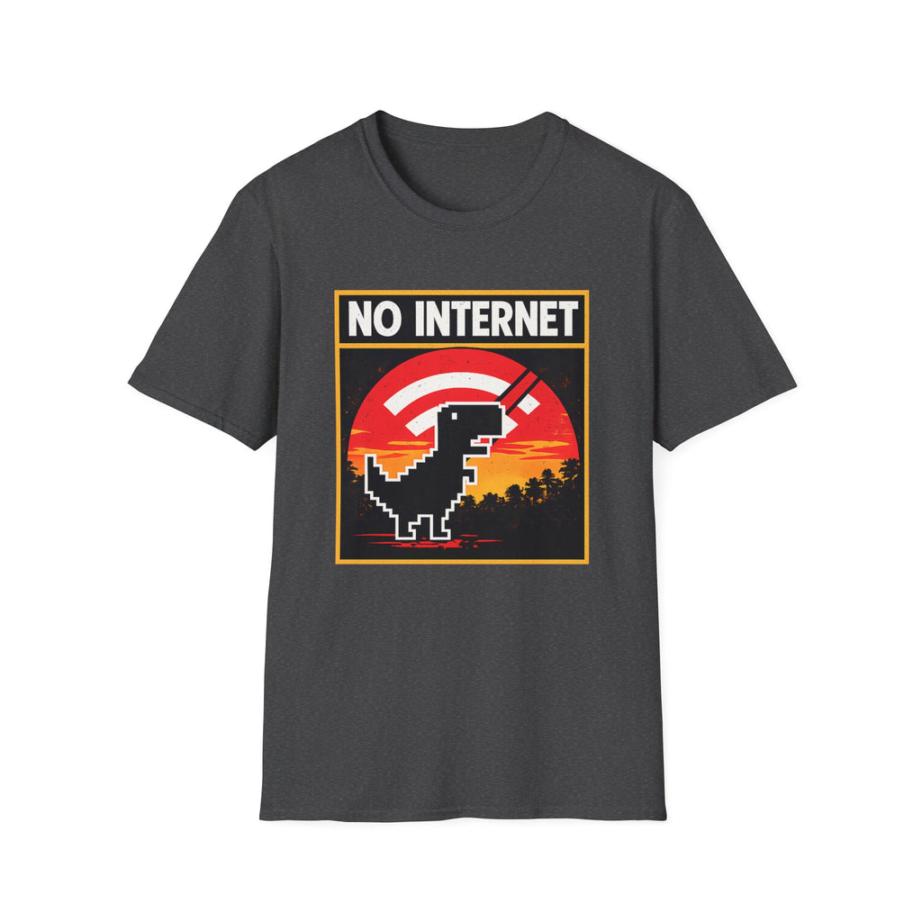 No Internet T-Shirt — Retro Dino Offline Graphic Tee