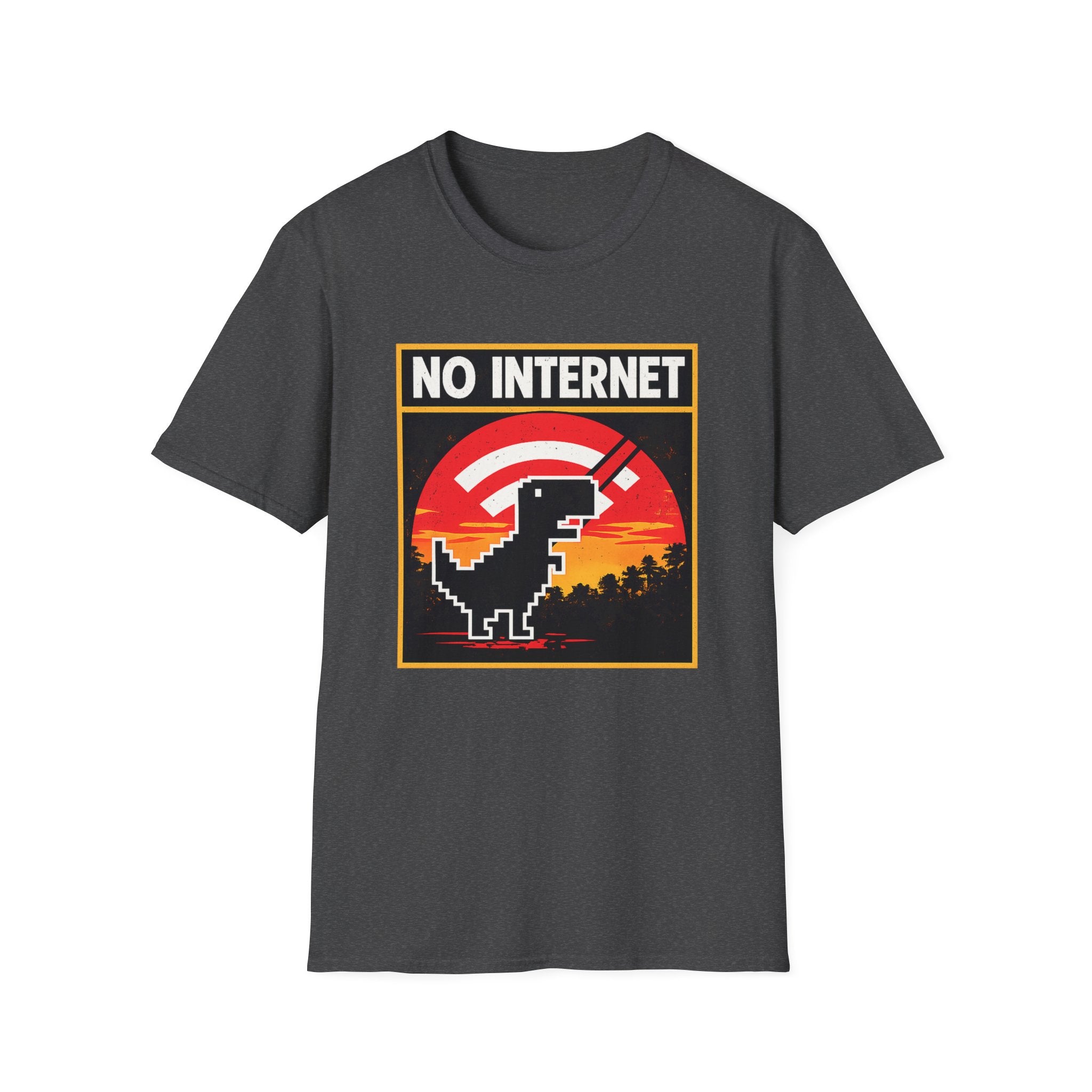 No Internet T-Shirt — Retro Dino Offline Graphic Tee