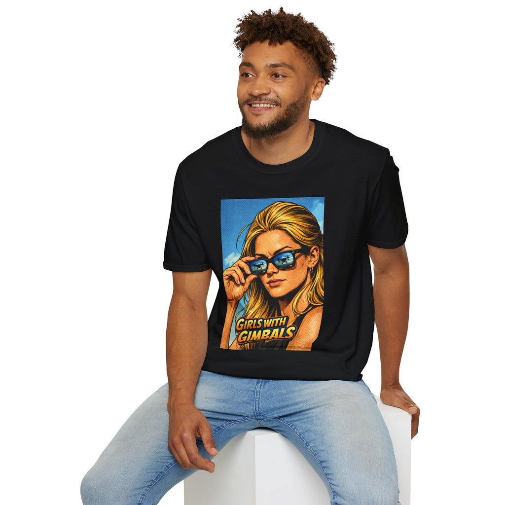 Girls With Gimbals Drone Vintage Pop Art T‑Shirt