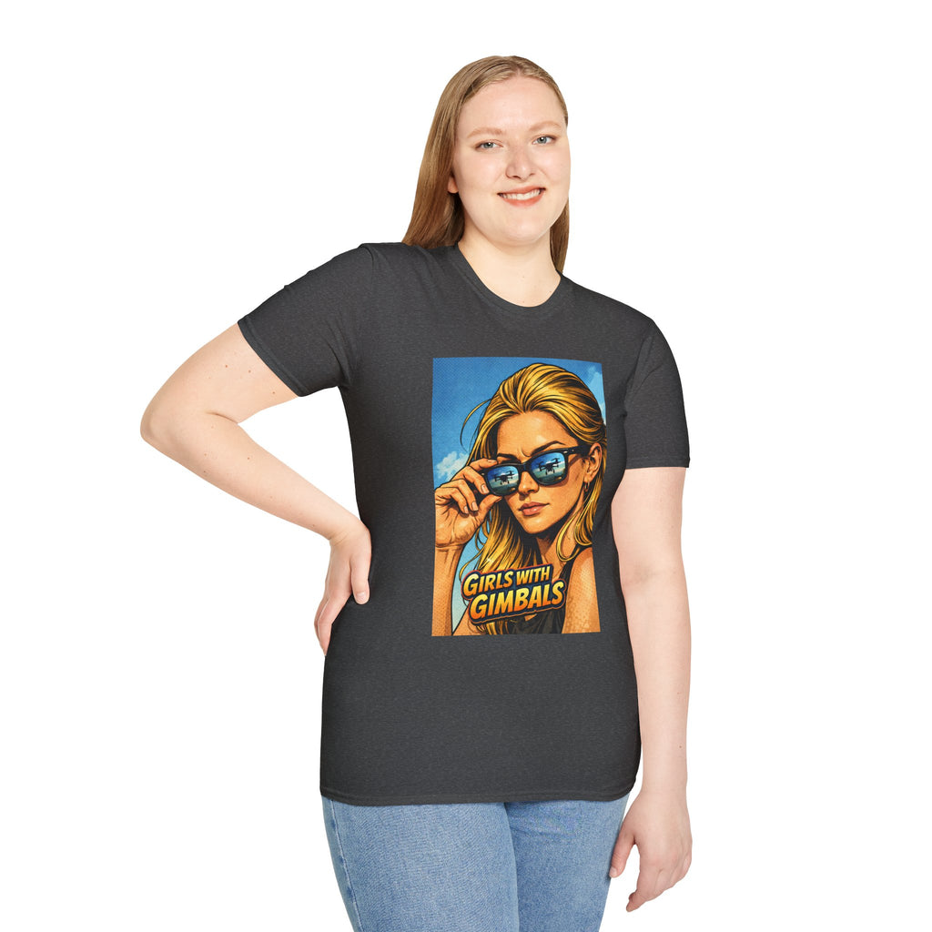 Girls With Gimbals Drone Vintage Pop Art T‑Shirt