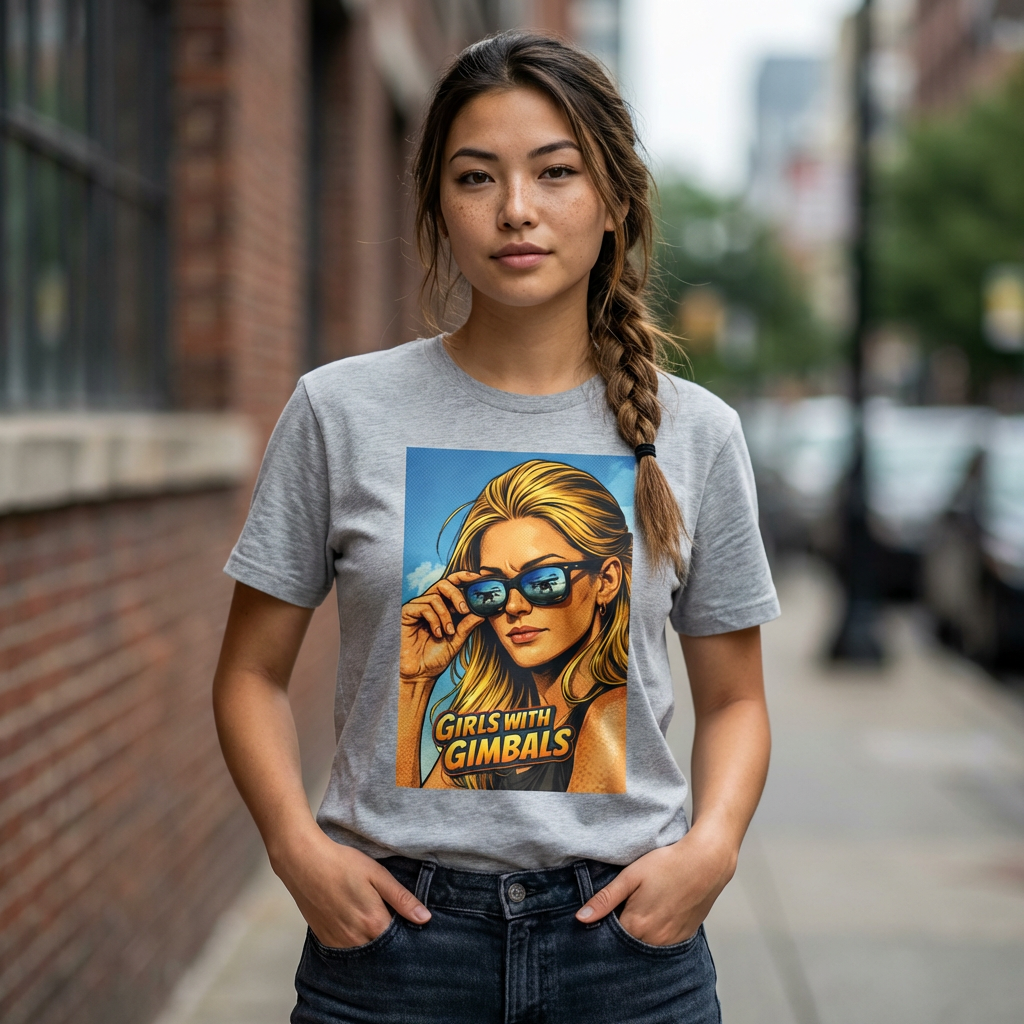 Girls With Gimbals Drone Vintage Pop Art T‑Shirt