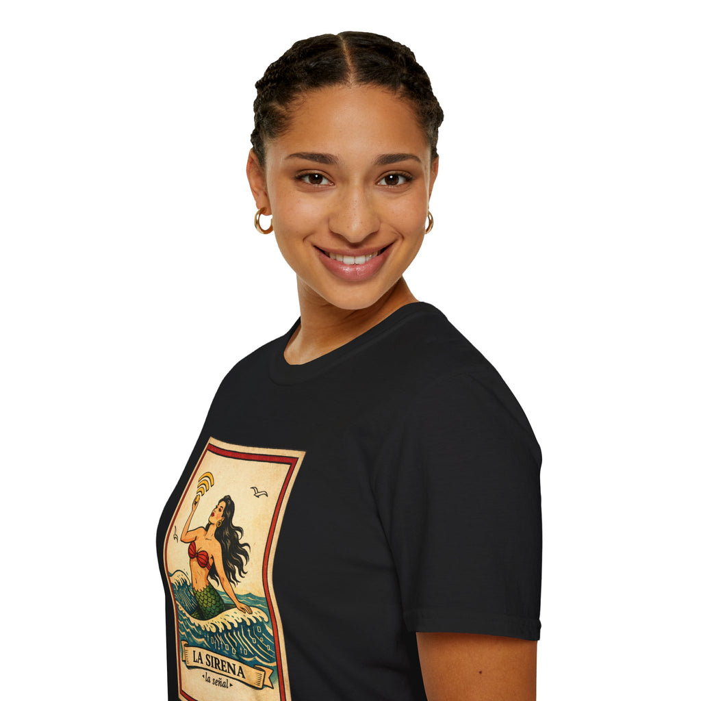 La Sirena Mermaid Tee — Vintage Lotería Art T-Shirt