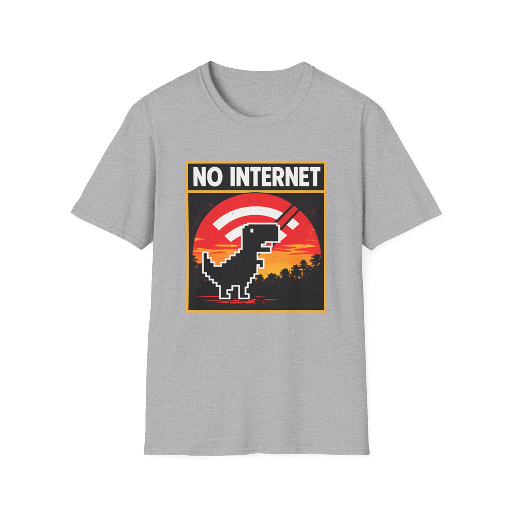 No Internet T-Shirt — Retro Dino Offline Graphic Tee