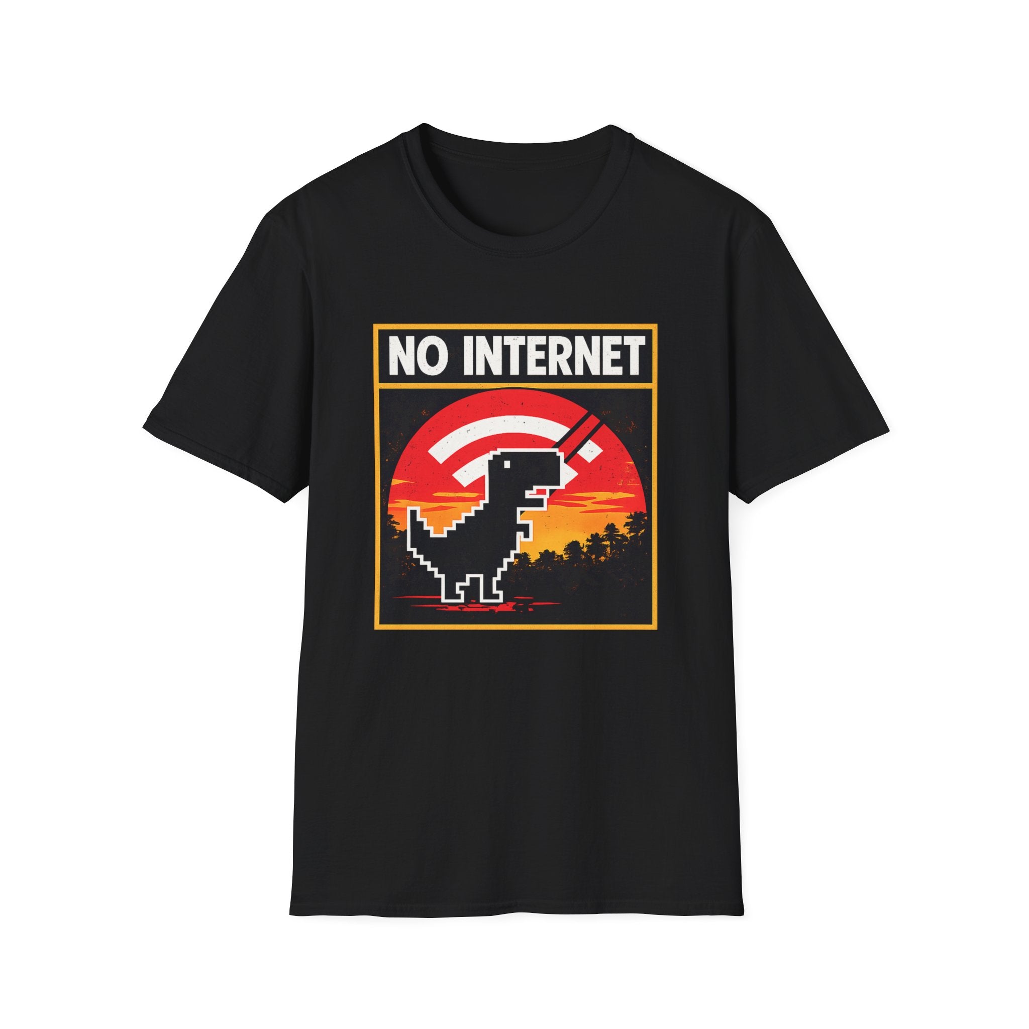 No Internet T-Shirt — Retro Dino Offline Graphic Tee